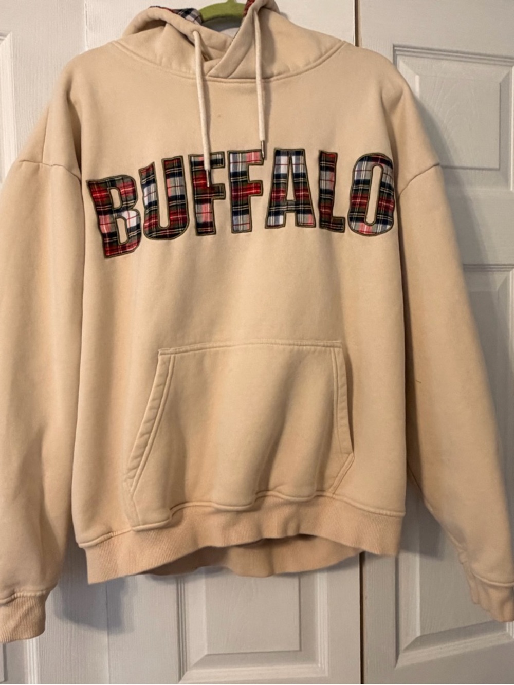 Leveled up Buffalo tan and plaid hoodie